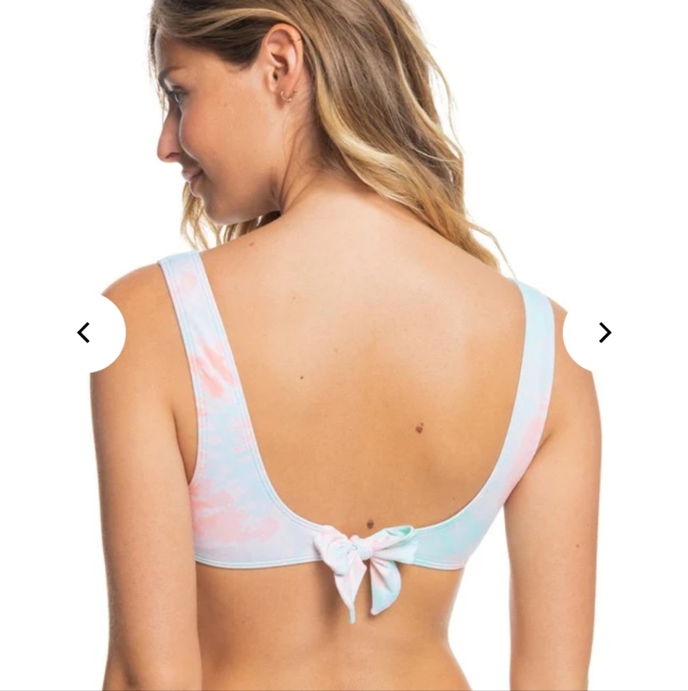 Roxy Bikini Top, Nautilus Elongated Tri, Color Peach/Amber, Size Medium, NWT - Picture 2 of 6